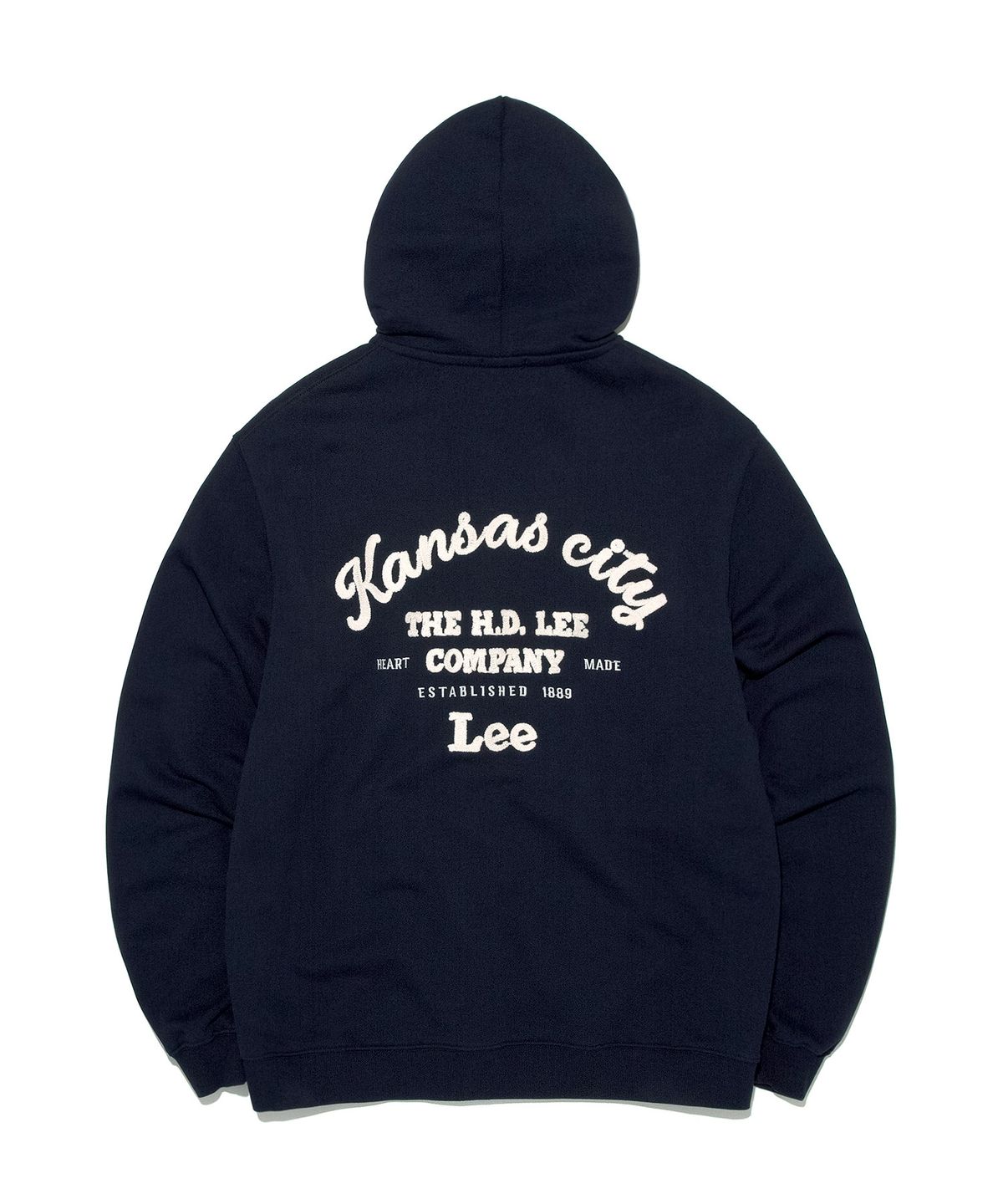 리(LEE) 빈티지 레터링 후드 집업 네이비