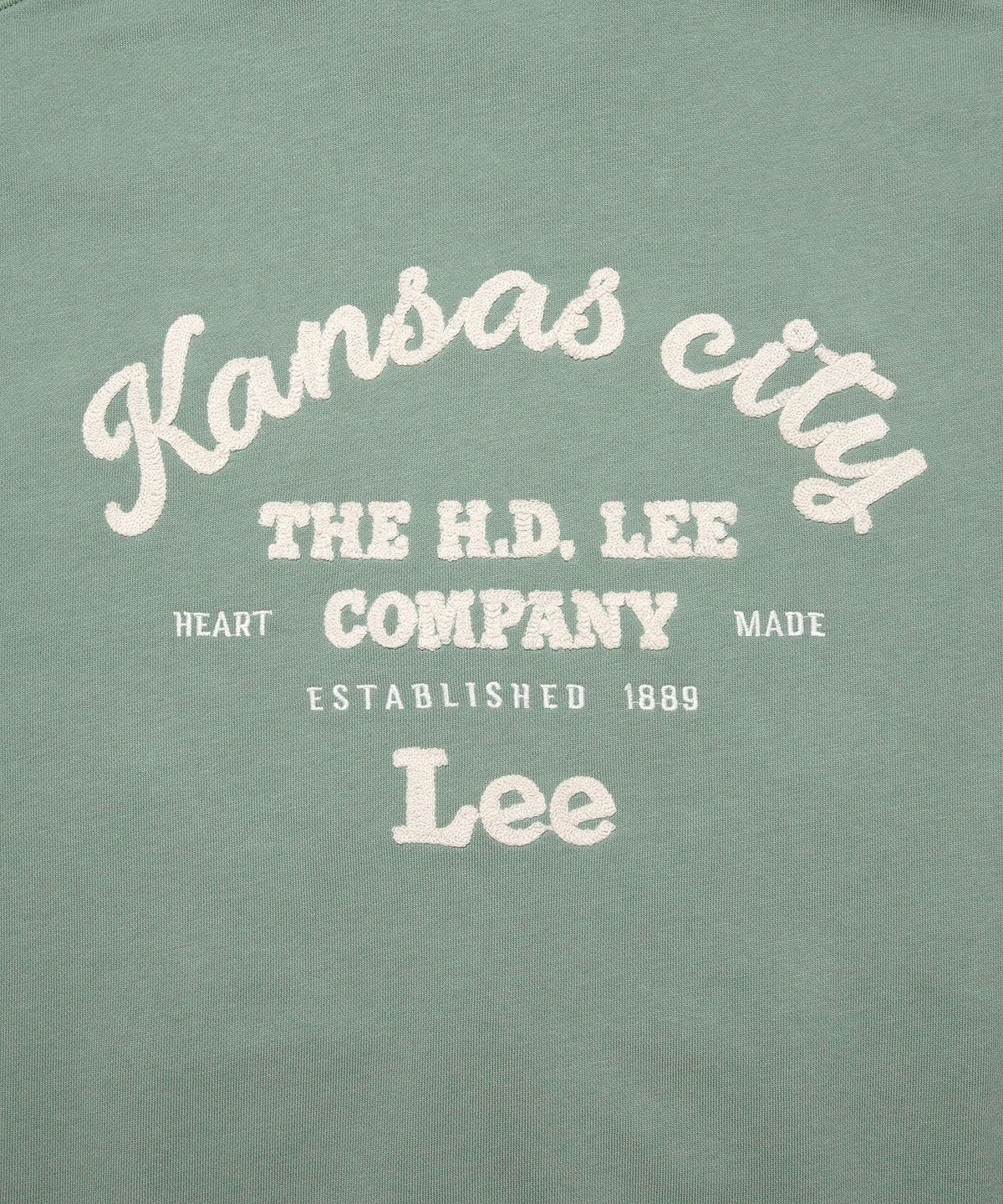 리(LEE) 빈티지 레터링 후드 집업 그린