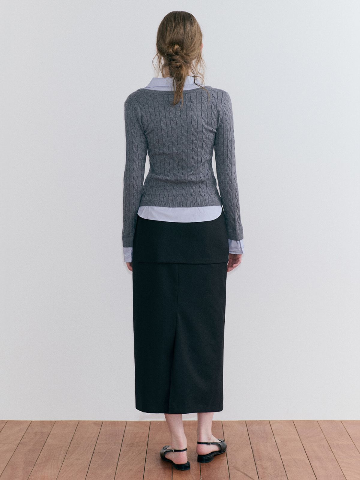 에트몽(ETMON) Buckle Strap Layered Skirt, Charcoal
