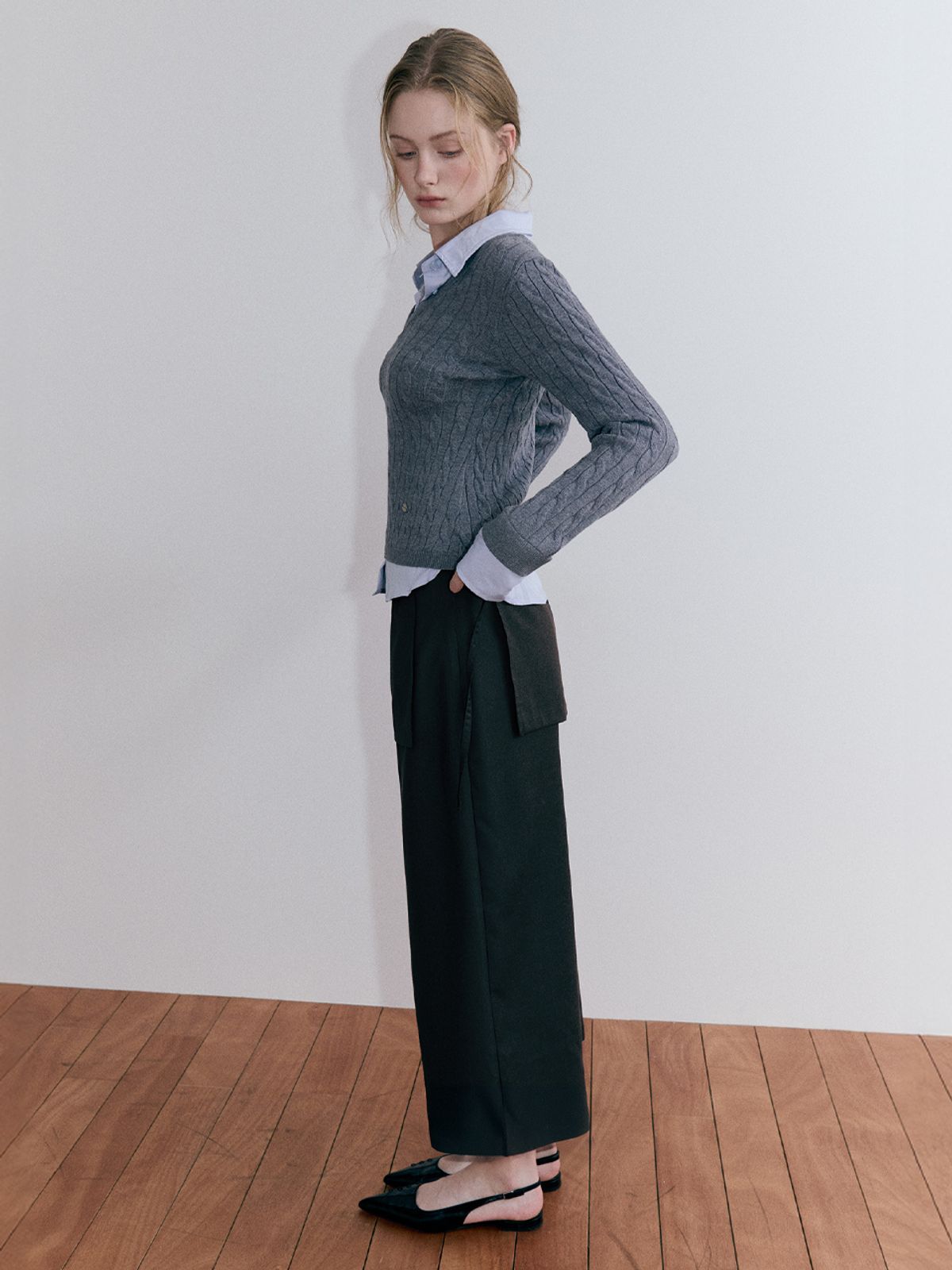 에트몽(ETMON) Buckle Strap Layered Skirt, Charcoal