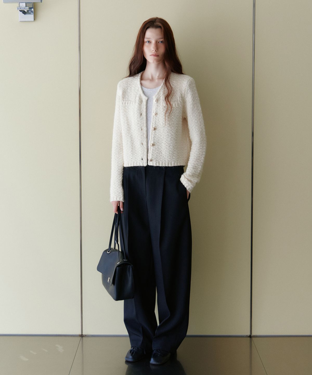유라고(URAGO) Tweed knit crop jacket_2colors