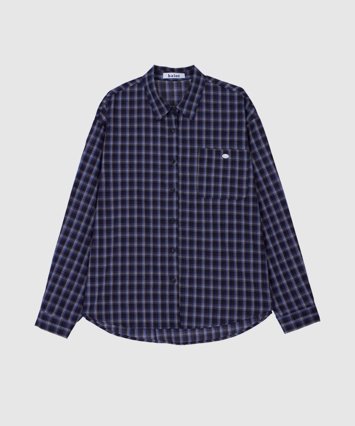 헤인트(HAINT) BERON CHECK OVERSIZED SHIRTS 2COL_NAVY