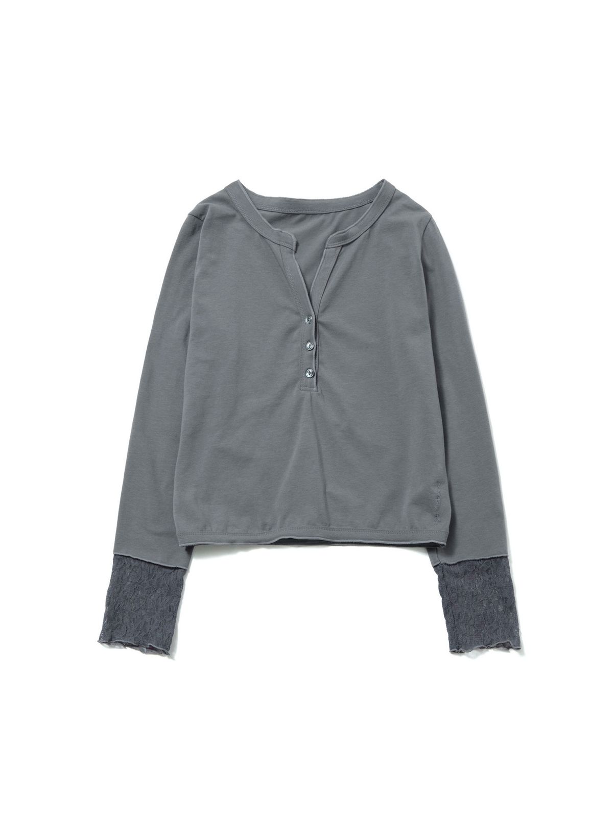 이히하(YEEHEEHAA) lace point henry-neck T(CH)