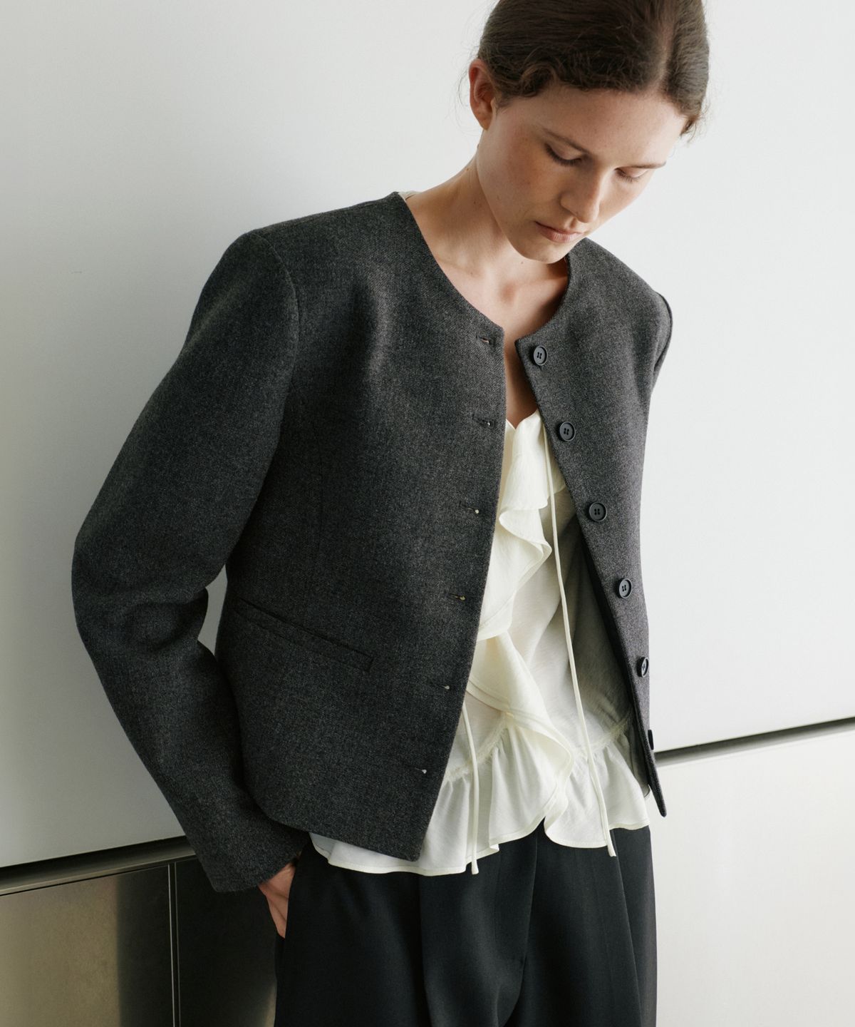 유라고(URAGO) Camila round twill jacket_2colors