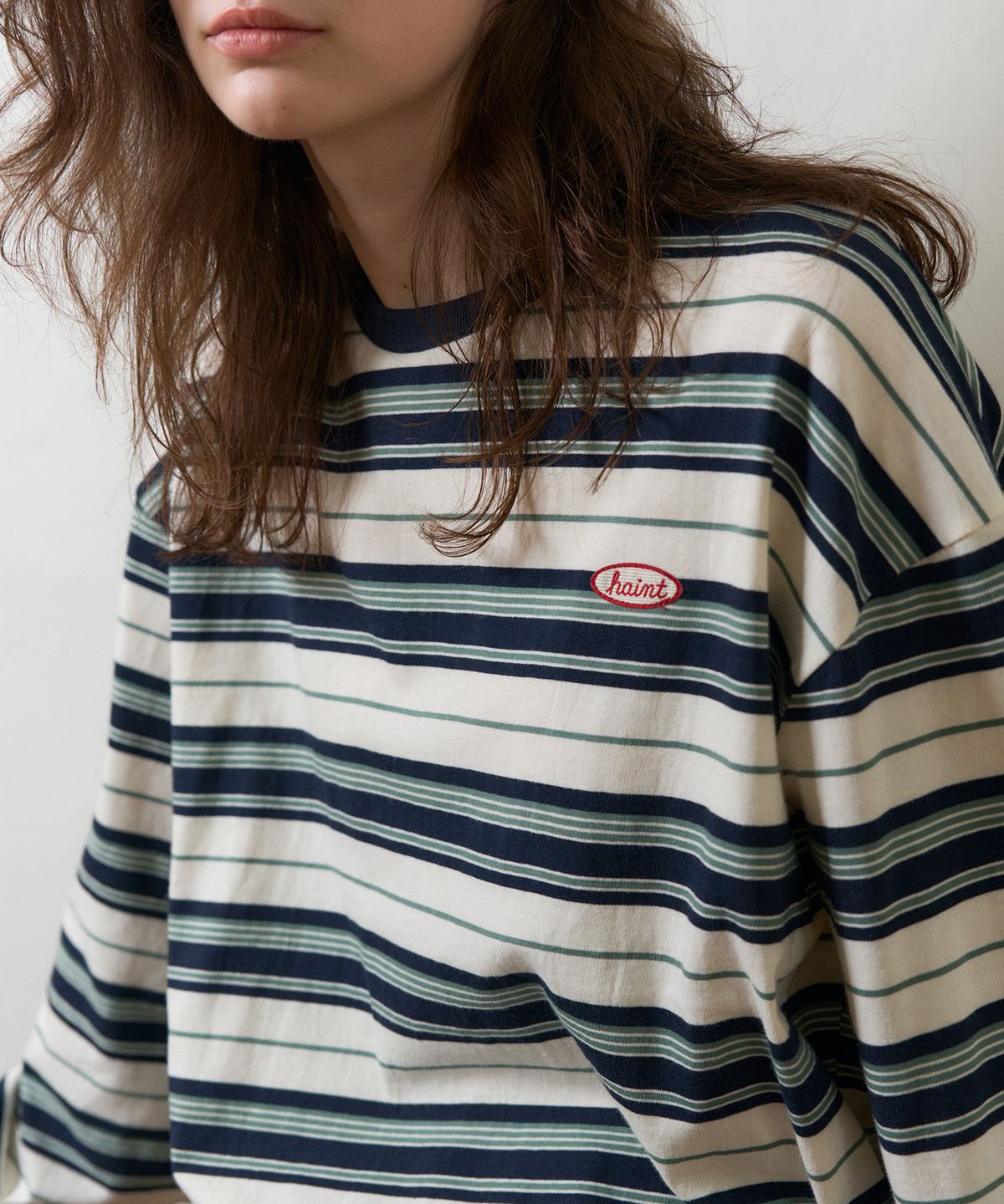 헤인트(HAINT) ARVEL MULTI STRIPE T-SHIRTS 2COL_NAVY