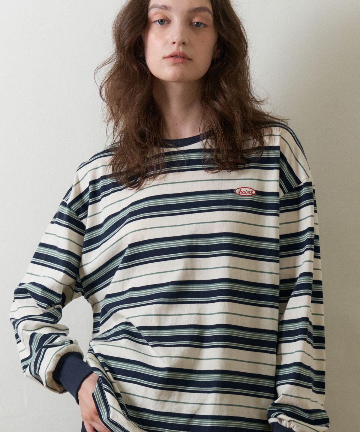헤인트(HAINT) ARVEL MULTI STRIPE T-SHIRTS 2COL_NAVY