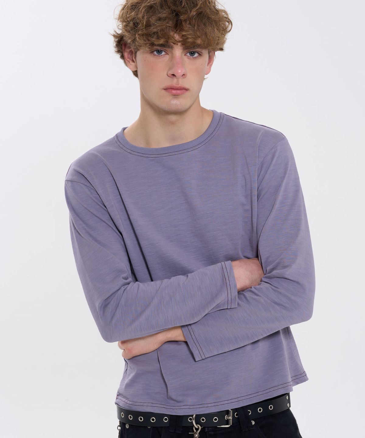 필프(PEALP) [PEALP X SEUNGHWAN] SLUB STITCH POINT LONG SLEEVE 60 (LAVENDER)