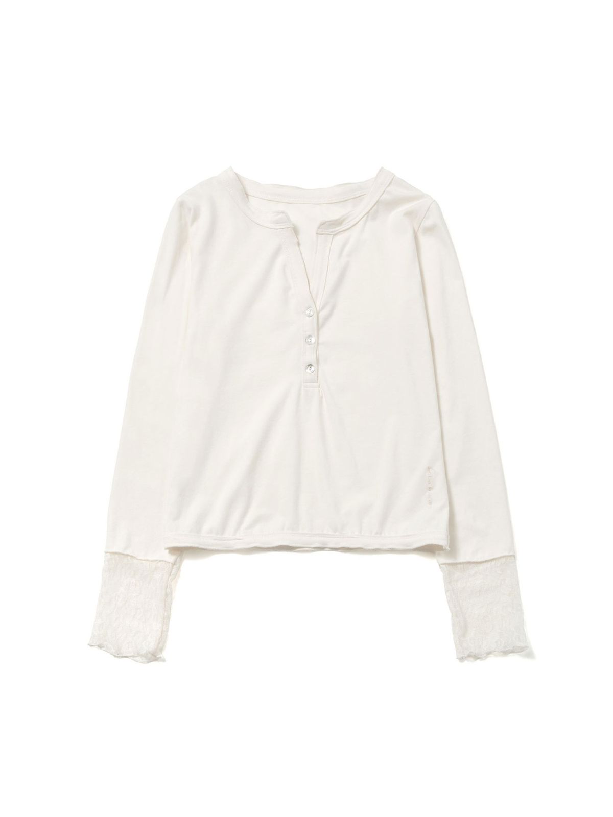 이히하(YEEHEEHAA) lace point henry-neck T(IV)