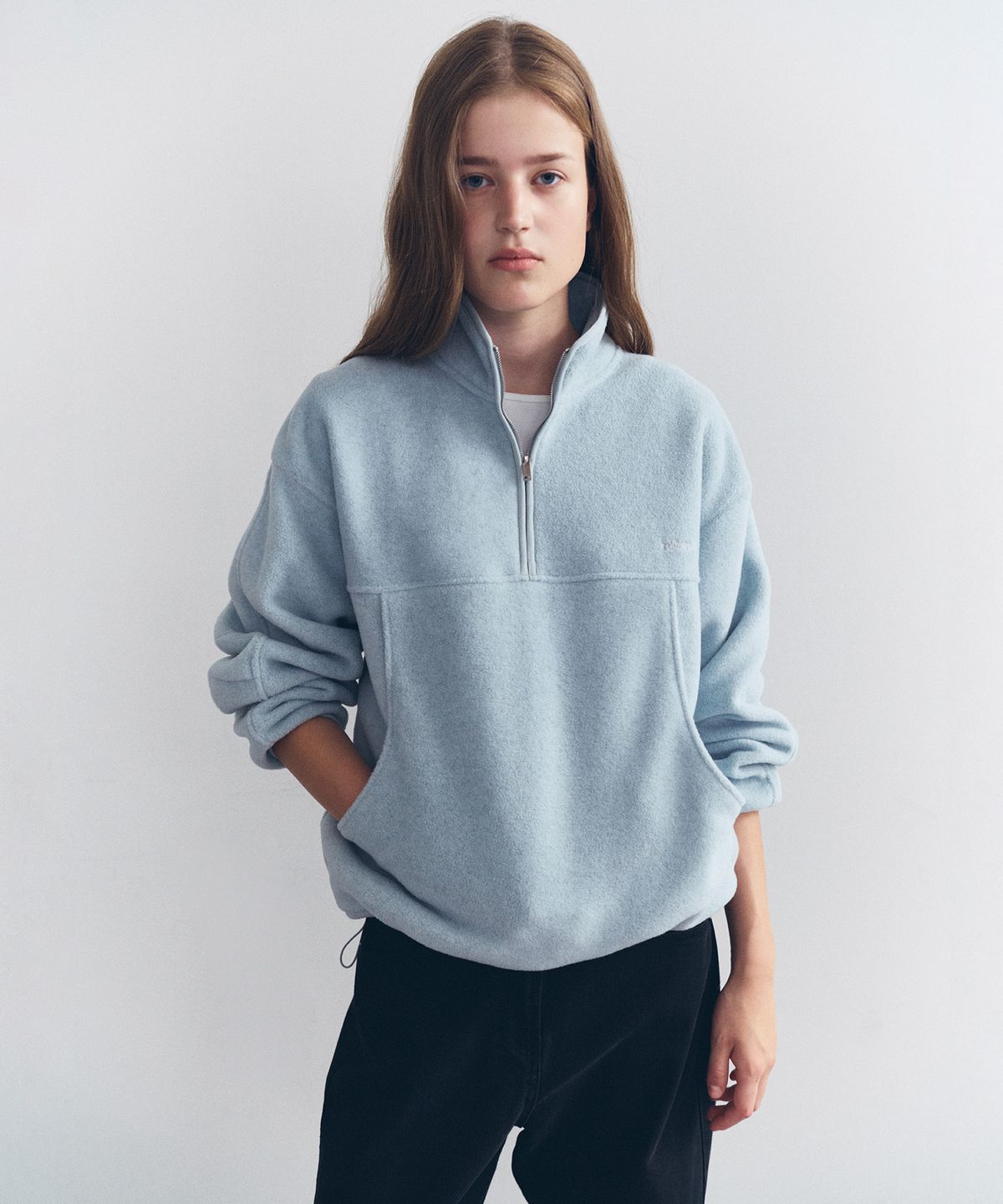 로라로라(ROLAROLA) FLEECE HALF ZIP-UP MELANGE BLUE
