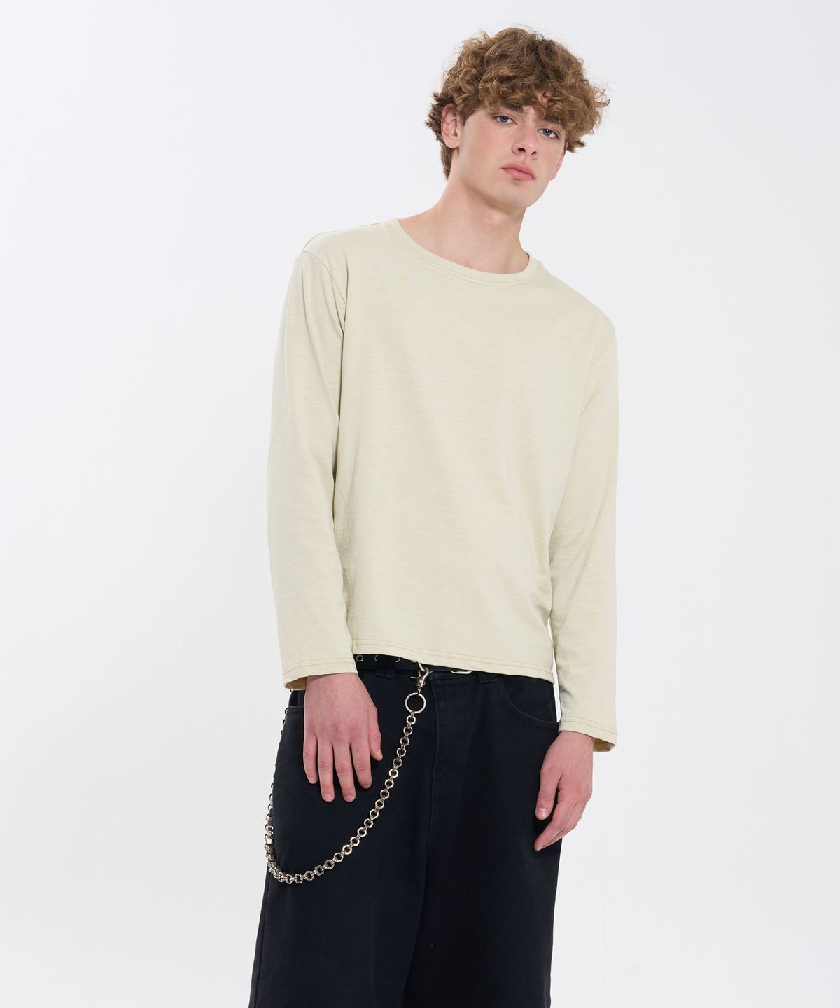 필프(PEALP) [PEALP X SEUNGHWAN] SLUB STITCH POINT LONG SLEEVE 60 (PISTACHIO)