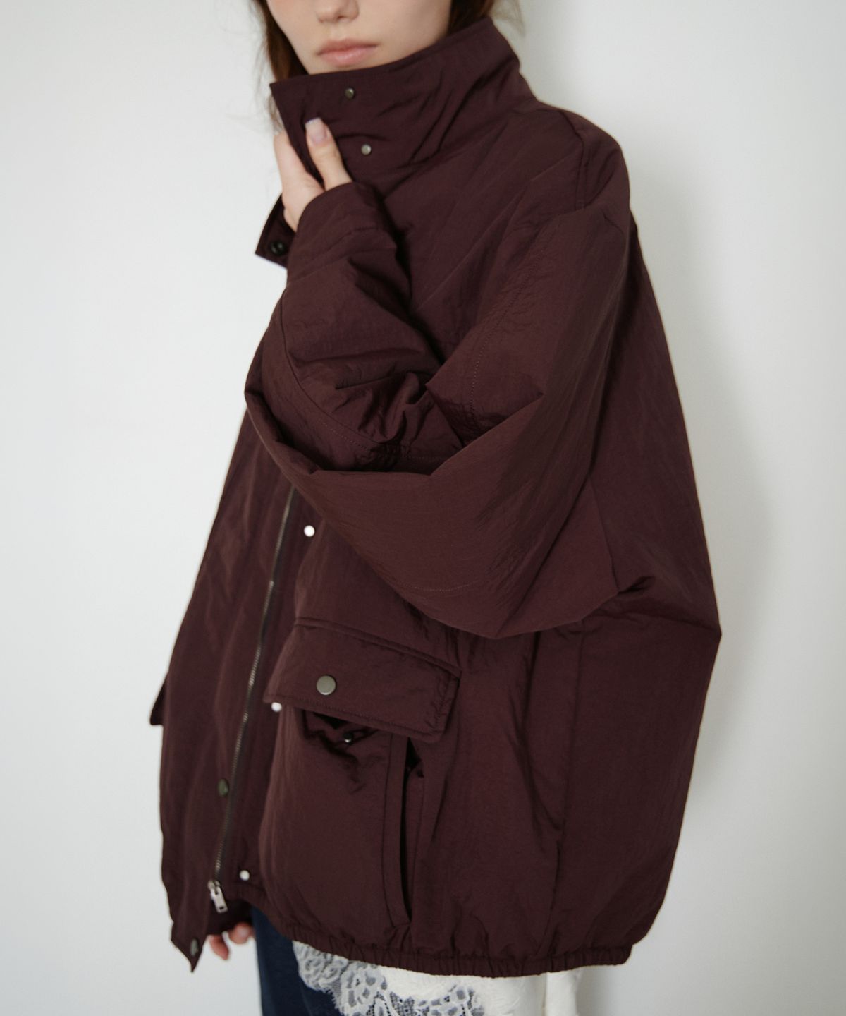 유라고(URAGO) Snap light padded jumper_Wine