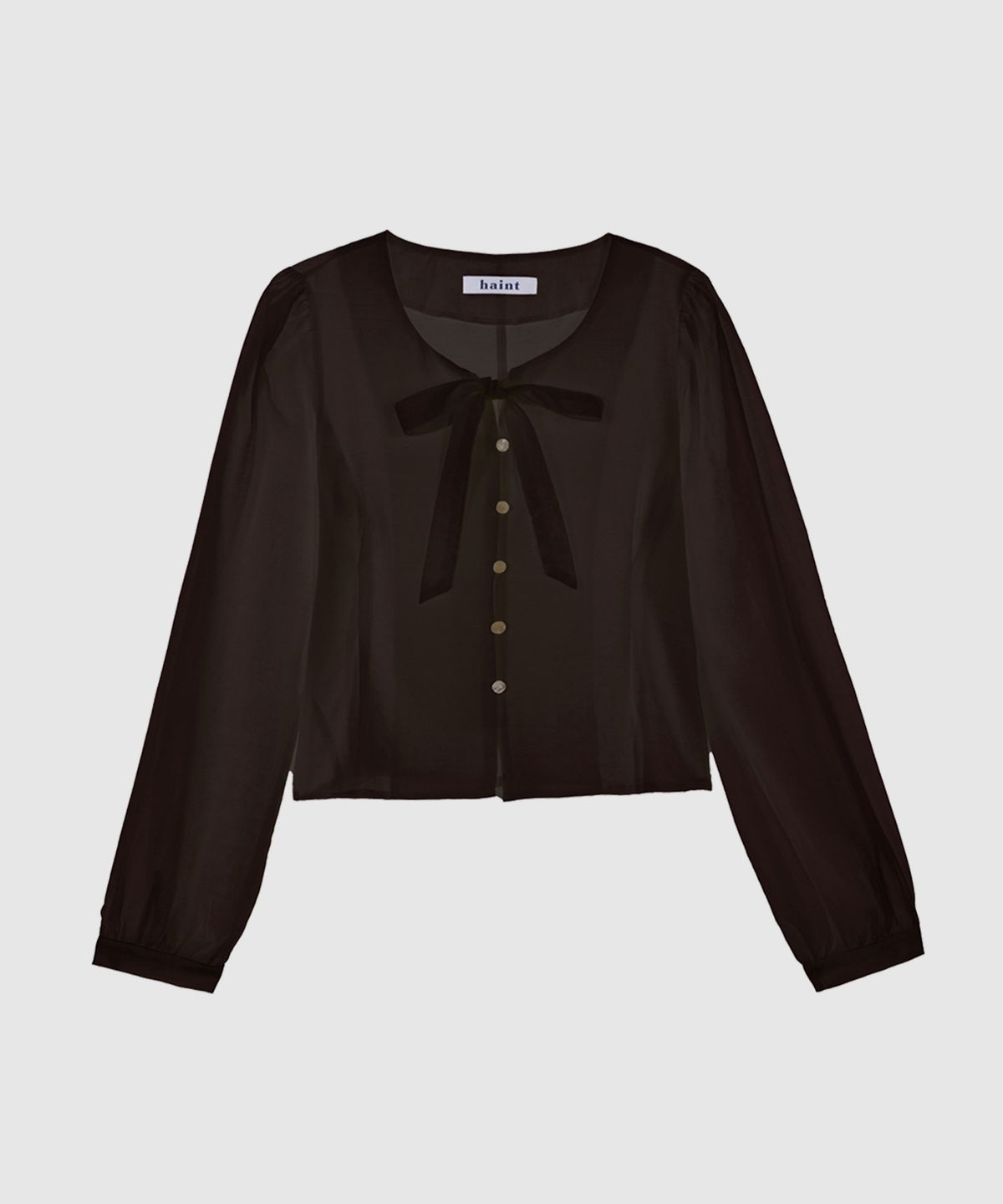 헤인트(HAINT) DOVA SOFT TIE_NECK BLOUSE 2COL_BROWN