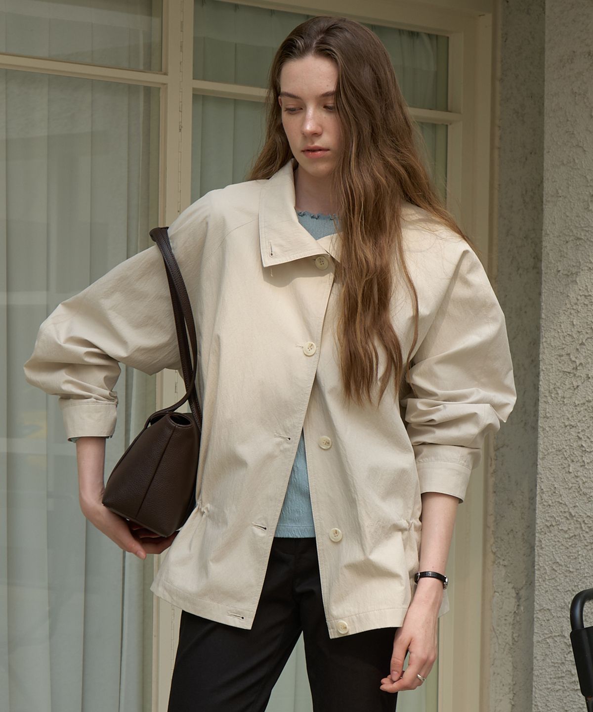 어몽(AMONG) A SOFT HIGH NECK JUMPER_BEIGE