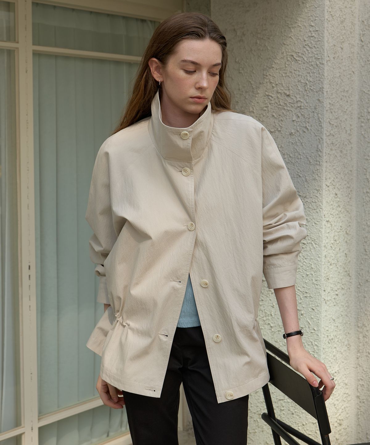 어몽(AMONG) A SOFT HIGH NECK JUMPER_BEIGE