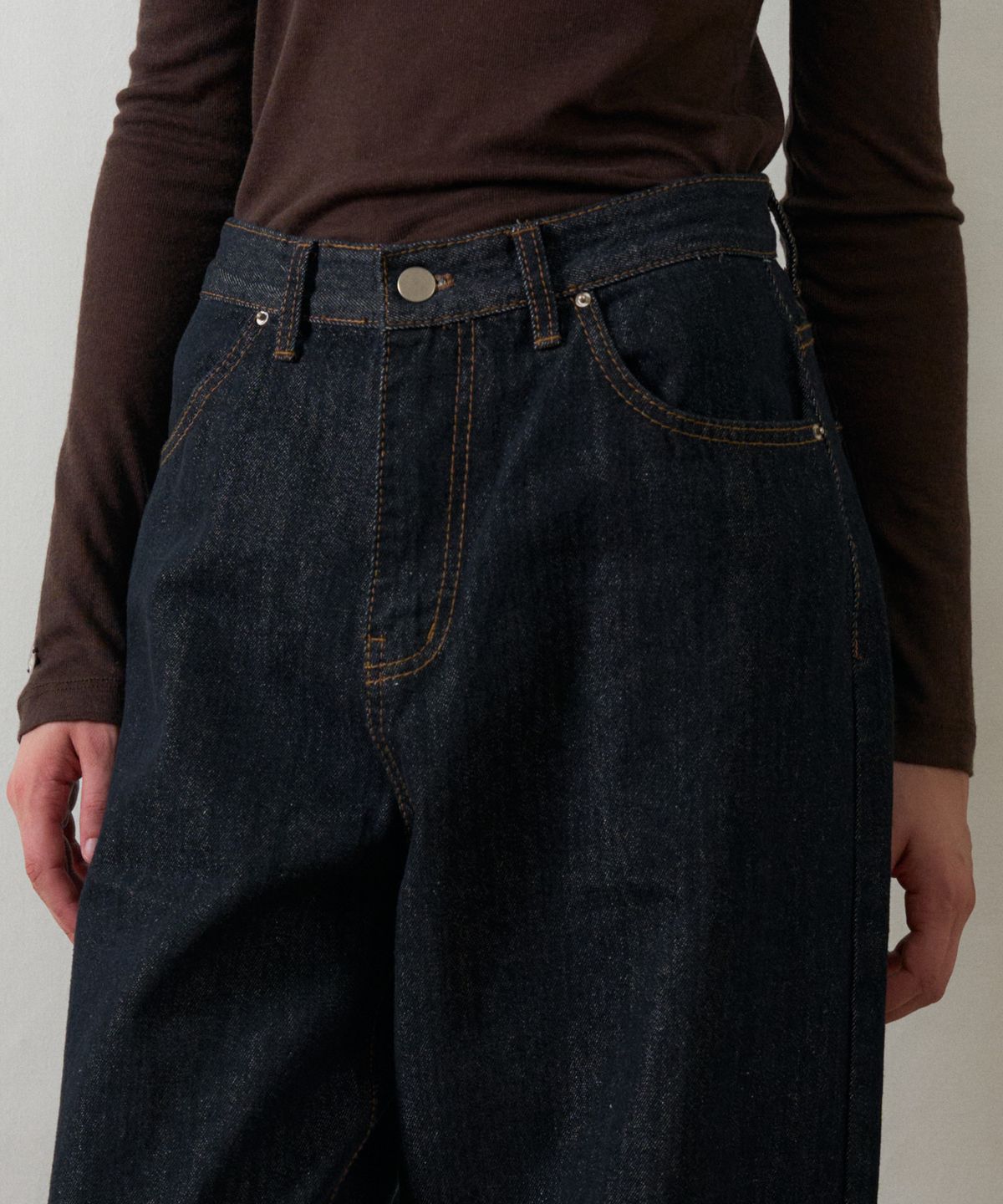헤인트(HAINT) NELRO WIDE NONFADE INDIGO DENIM_DARK BLUE