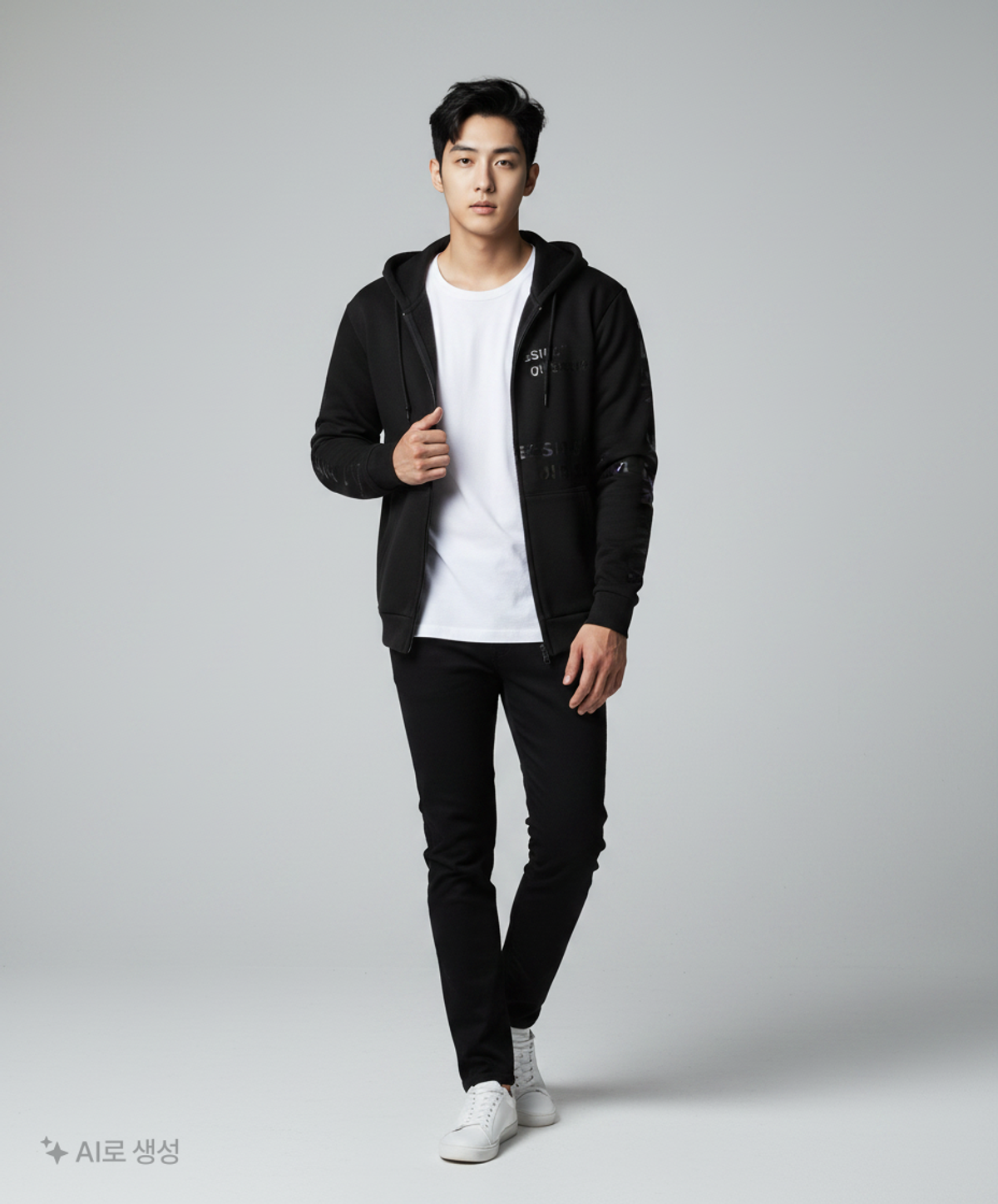 올어바웃뉴(ALL ABOUT NEW) 레터링 후드 가디건 블랙 ITX3DH01WBK 100