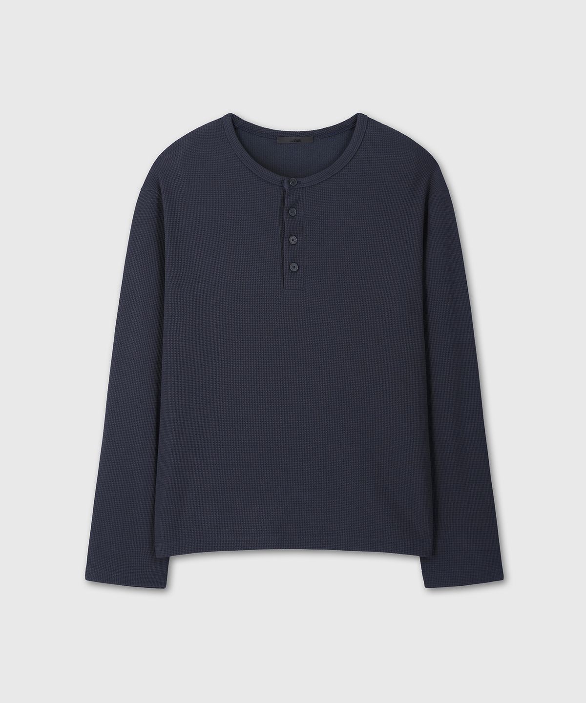 다이브인(DIVEIN) UNIFORM WAFFLE HENLEY NECK LONG SLEEVE (NAVY)