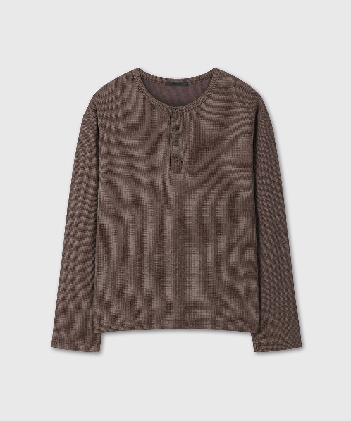 다이브인(DIVEIN) UNIFORM WAFFLE HENLEY NECK LONG SLEEVE (BROWN)