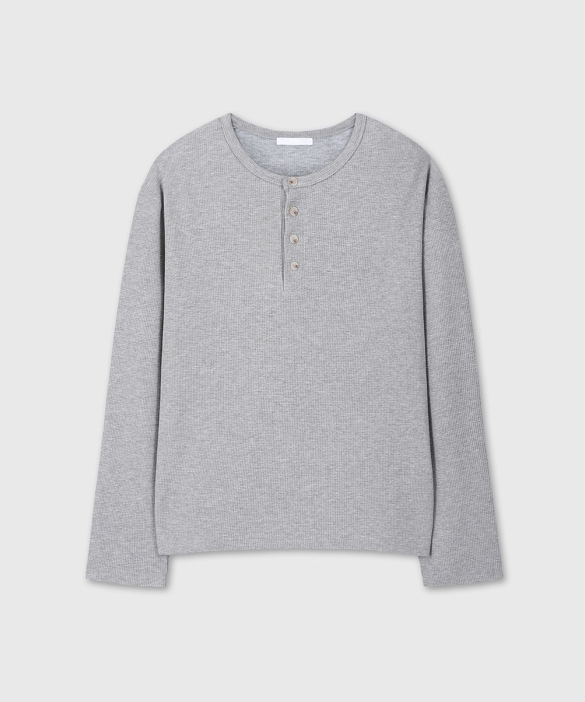 다이브인(DIVEIN) UNIFORM WAFFLE HENLEY NECK LONG SLEEVE (MELANGE GRAY)