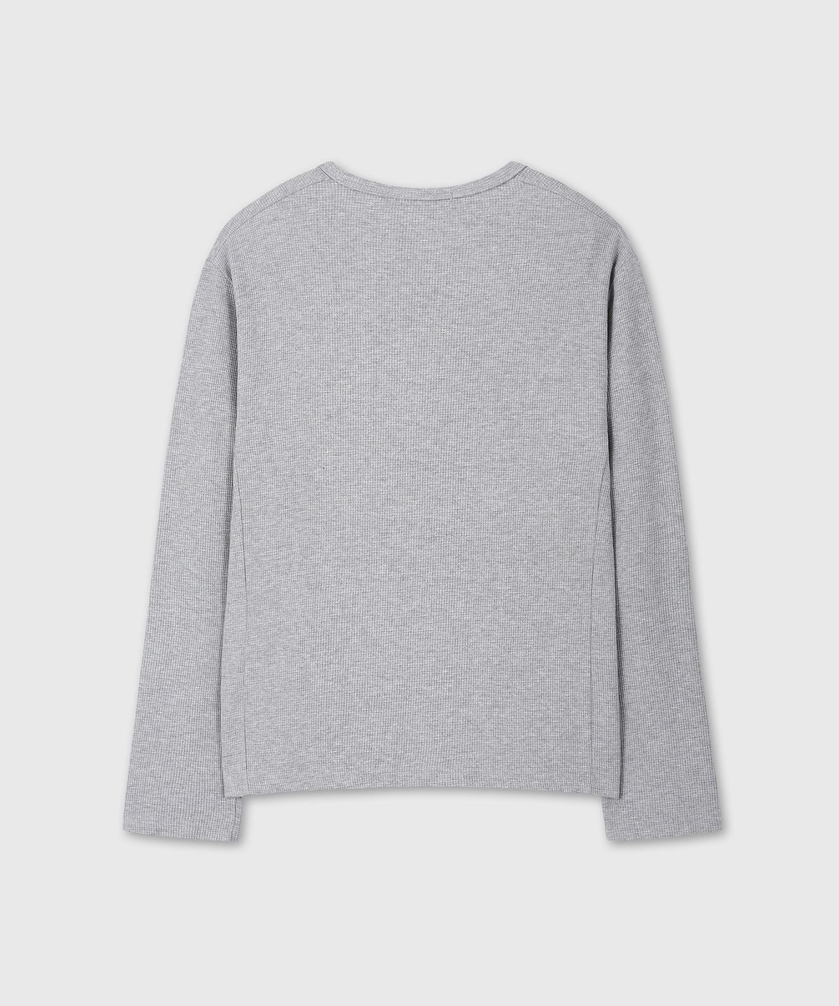 다이브인(DIVEIN) UNIFORM WAFFLE HENLEY NECK LONG SLEEVE (MELANGE GRAY)