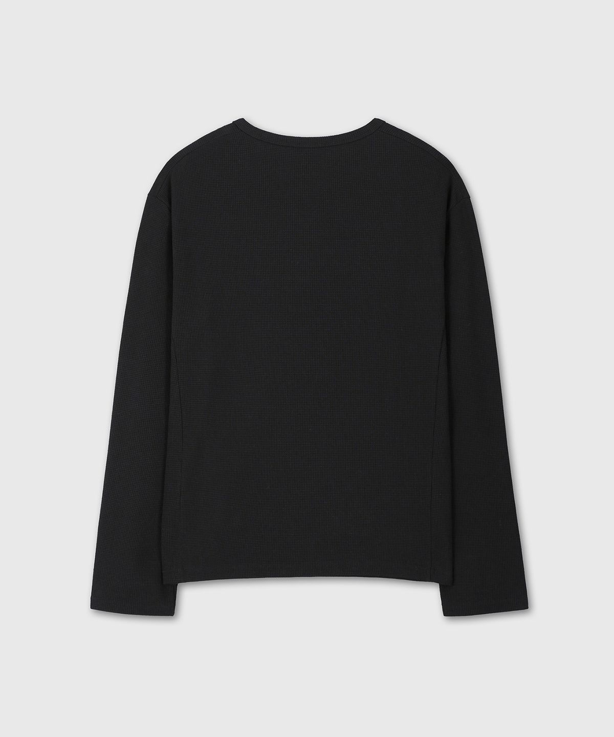 다이브인(DIVEIN) UNIFORM WAFFLE HENLEY NECK LONG SLEEVE (BLACK)