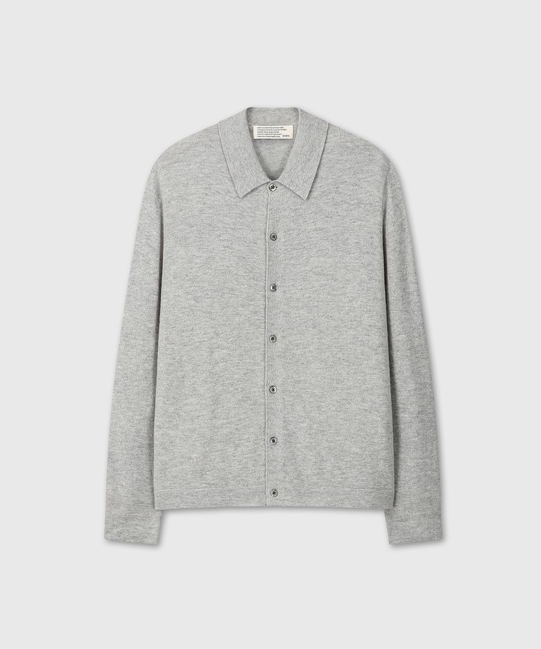 COLLAR KNIT SHIRT (WHITE MELANGE)