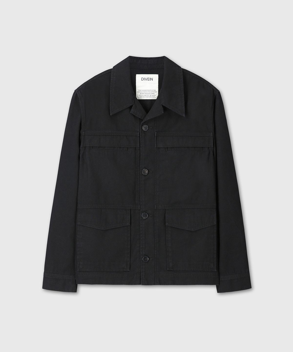 다이브인(DIVEIN) WASHED COTTON WORK JACKET (BLACK)