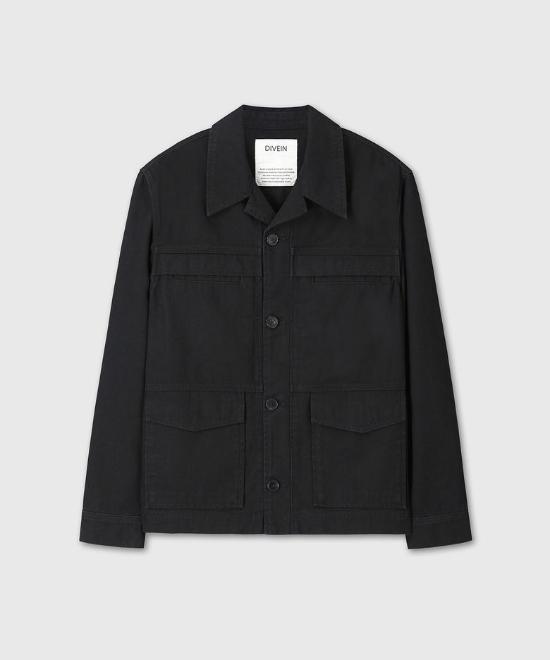WASHED COTTON WORK JACKET (BLACK)