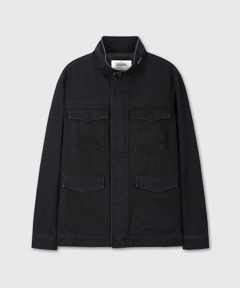 WASHED VINTAGE FIELD JACKET (BLACK)
