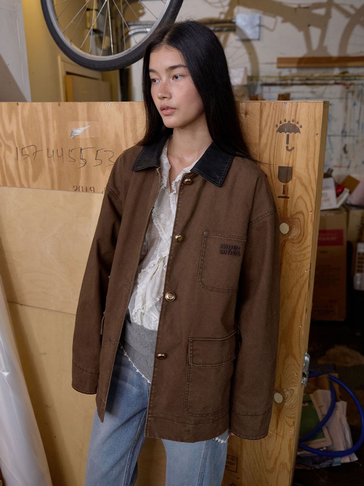 뮈뮈에르(MUEMUER) Cotton Work Jacket MU2678JK801M_BROWN