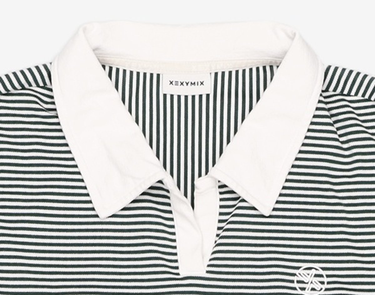 젝시믹스(XEXYMIX) 오픈 카라 백 러플 숏슬리브 XFK2QS1203 XL