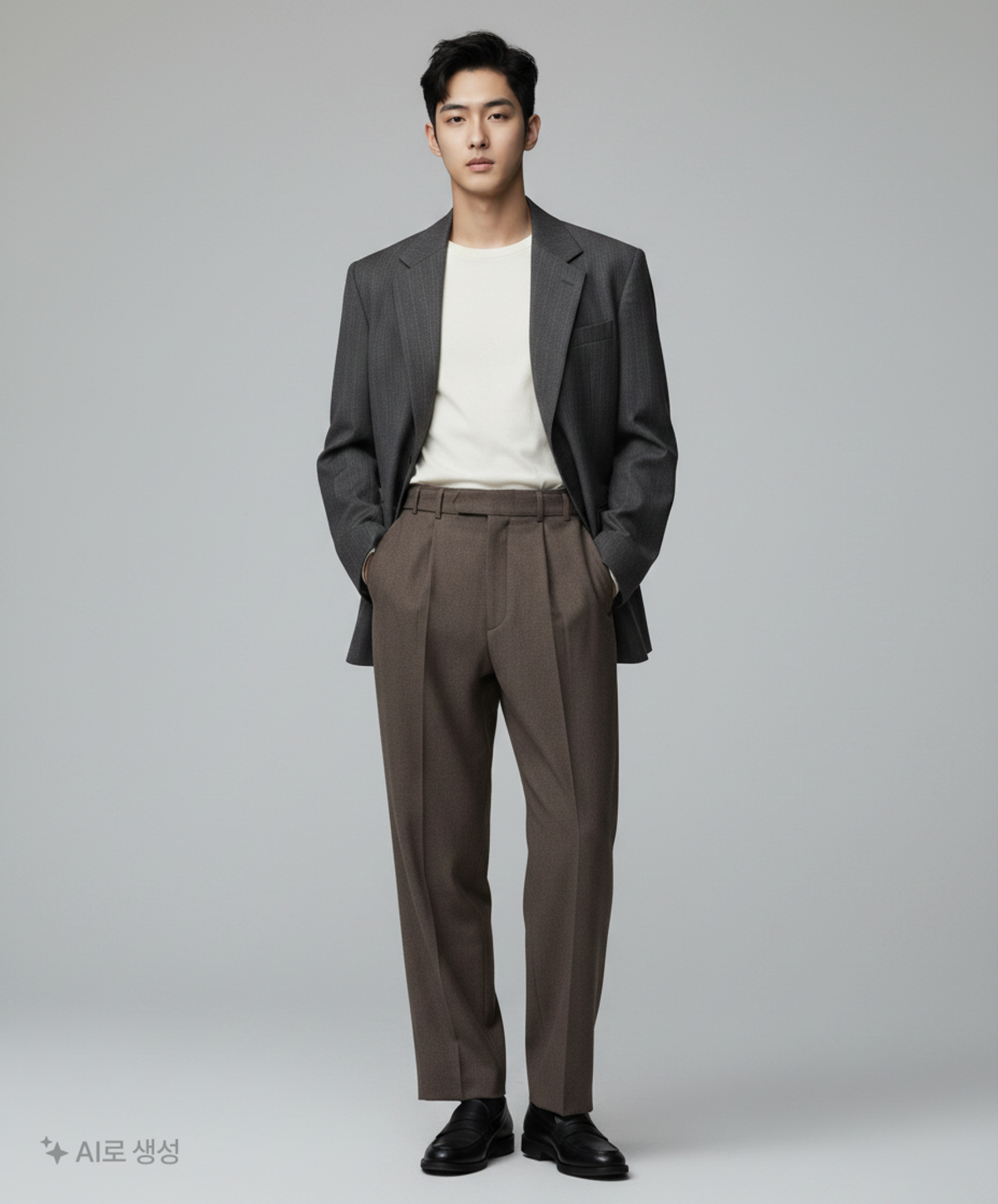 인사일런스(INSILENCE) SASAKI 벨티드 팬츠 MELANGE BROWN S