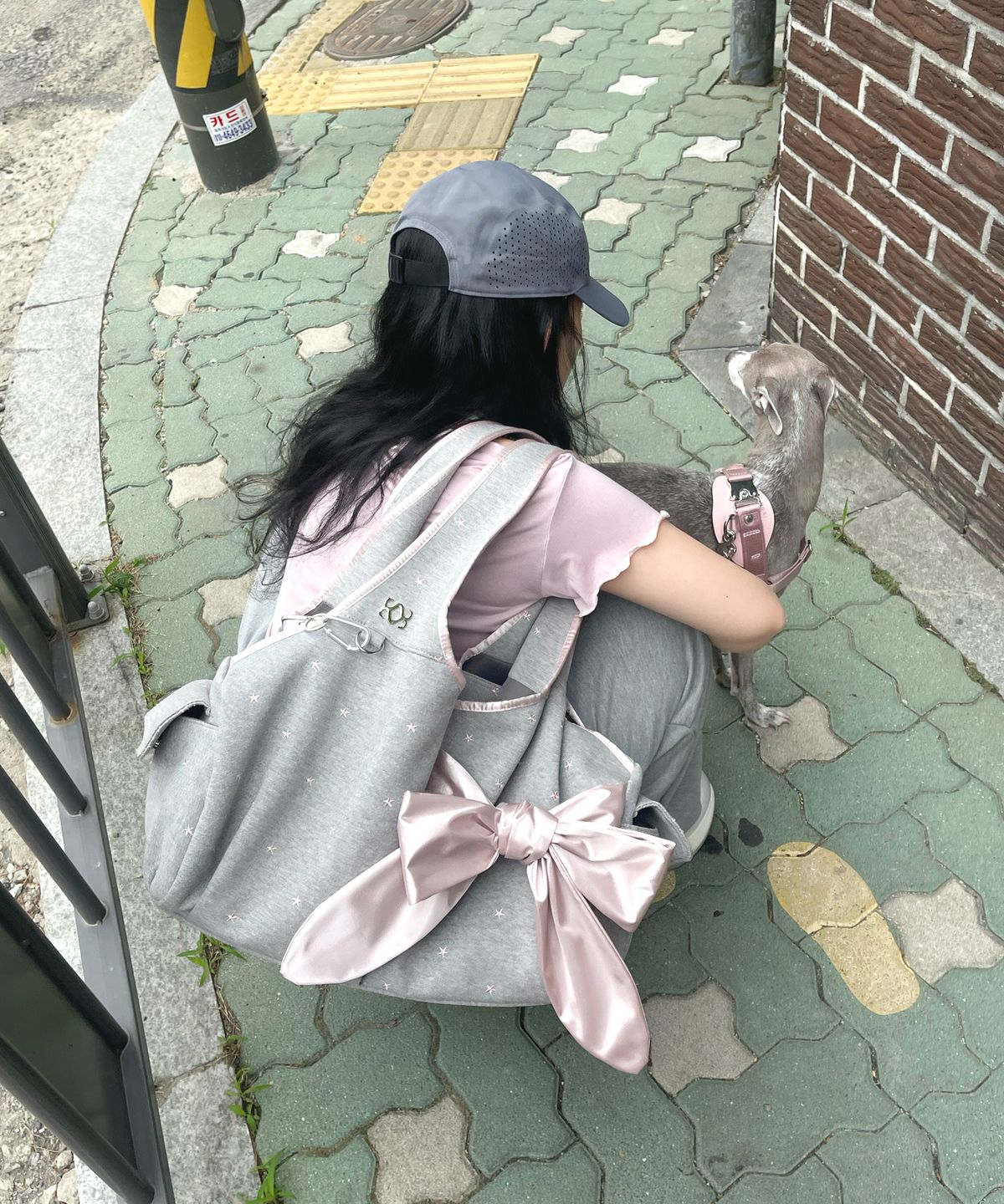 시월107(SIWL107) Bow Shoulder Bag (Pink Star)