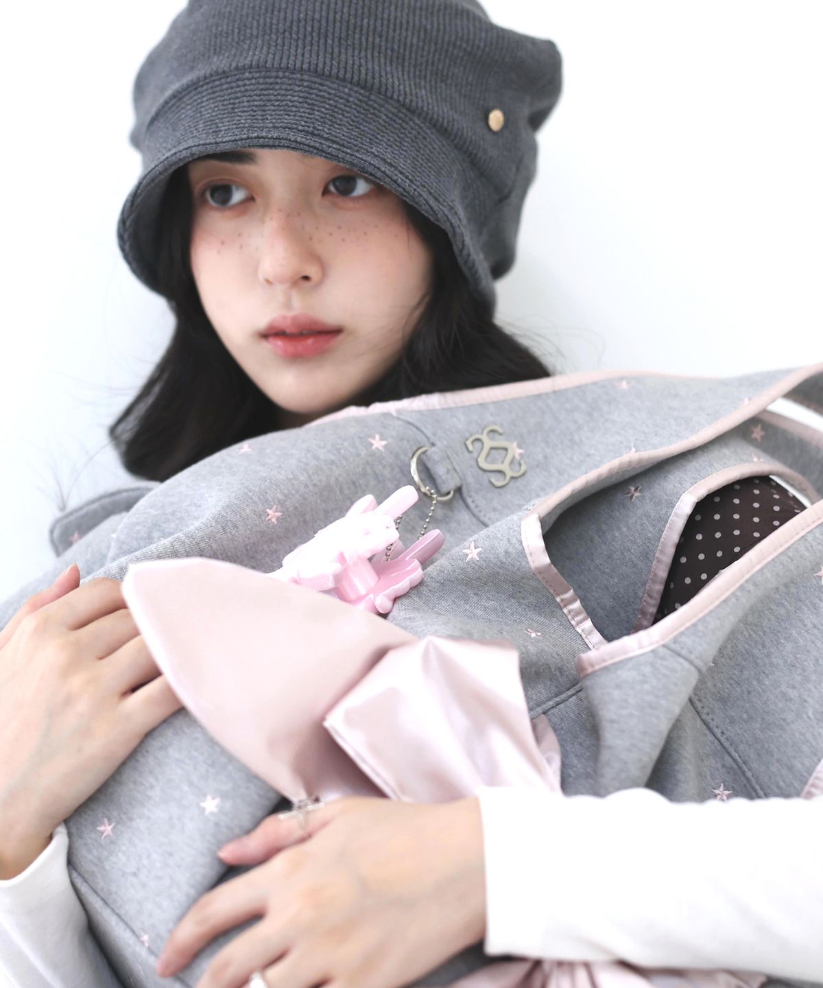 시월107(SIWL107) Bow Shoulder Bag (Pink Star)