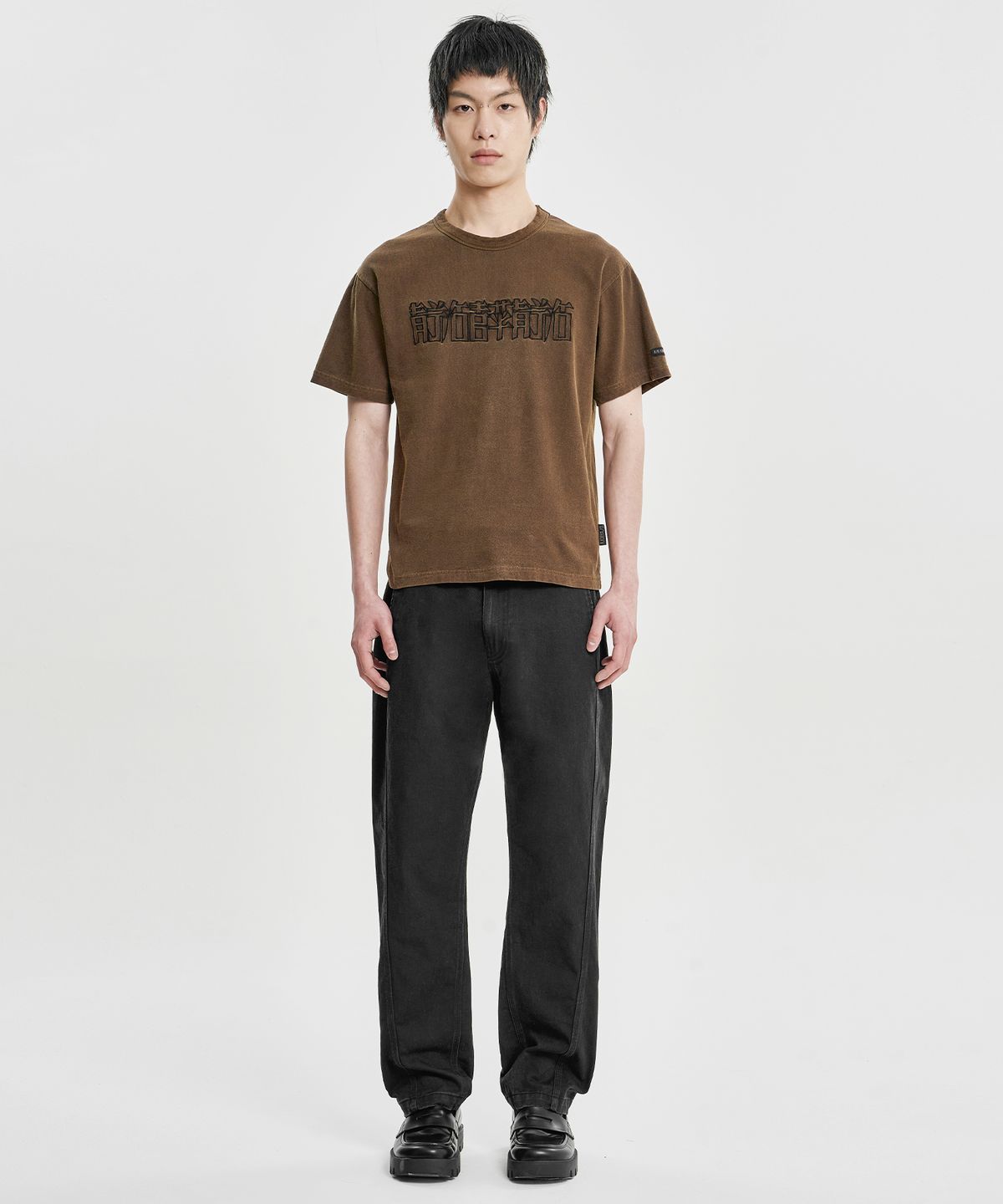 아조바이아조(AJOBYAJO) [RWK] CN Logo Washed T-Shirt [BROWN]