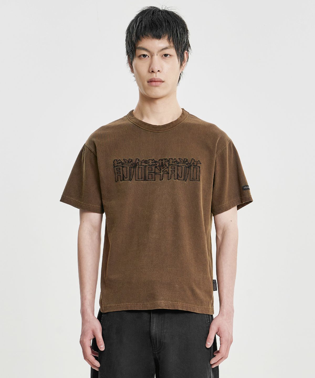 아조바이아조(AJOBYAJO) [RWK] CN Logo Washed T-Shirt [BROWN]