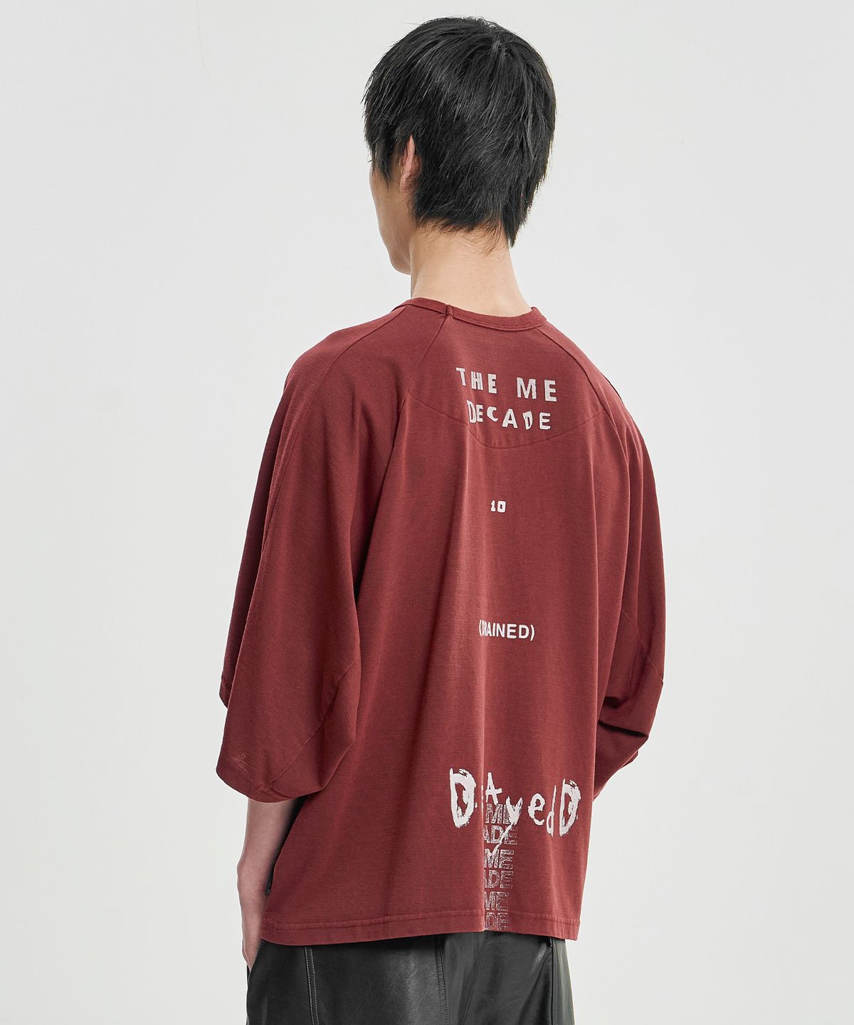 아조바이아조(AJOBYAJO) Washed The Me Decade Sculpted Raglan T-Shirt [BURGUNDY]