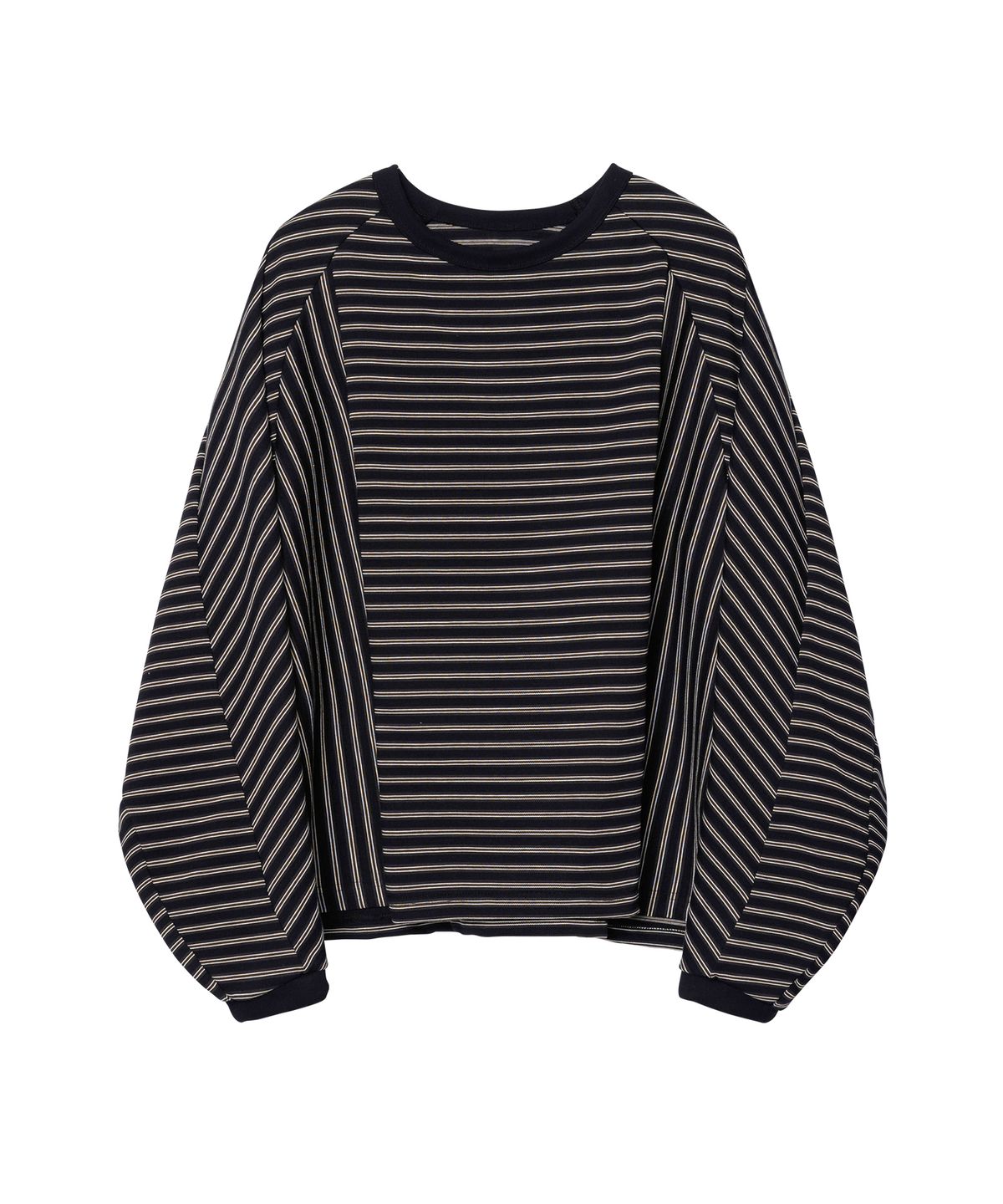 아조바이아조(AJOBYAJO) Sculpted Raglan Stripe Long Sleeve [BLACK]