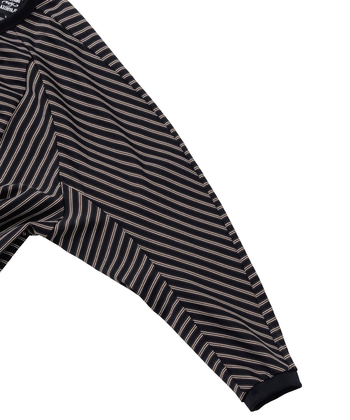 아조바이아조(AJOBYAJO) Sculpted Raglan Stripe Long Sleeve [BLACK]