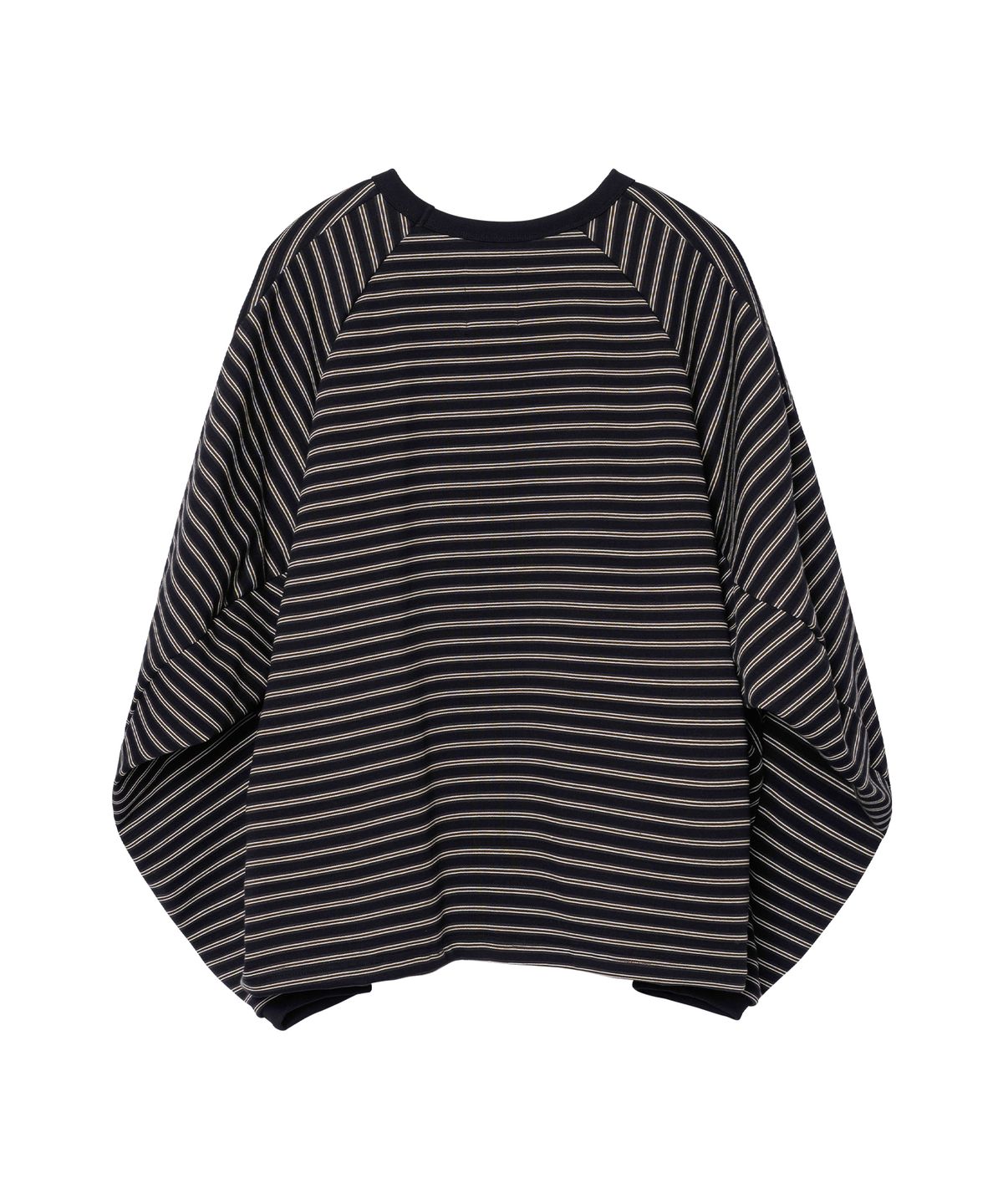 아조바이아조(AJOBYAJO) Sculpted Raglan Stripe Long Sleeve [BLACK]