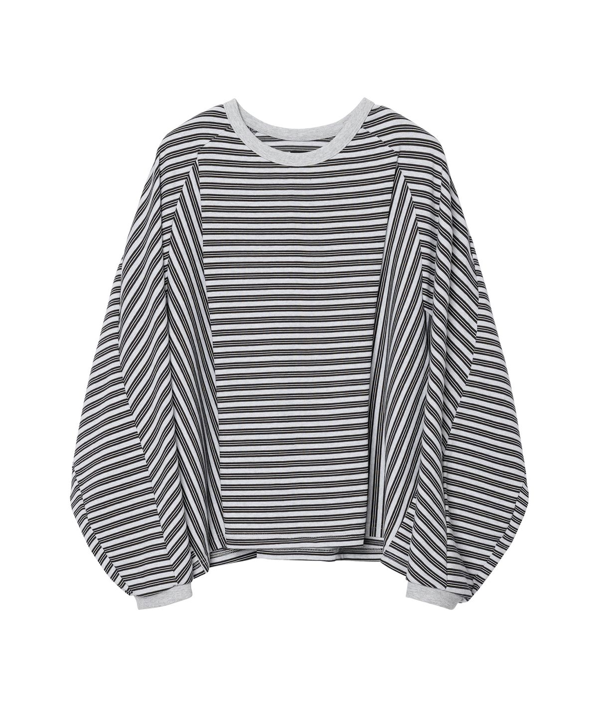 아조바이아조(AJOBYAJO) Sculpted Raglan Stripe Long Sleeve [LIGHT GRAY]