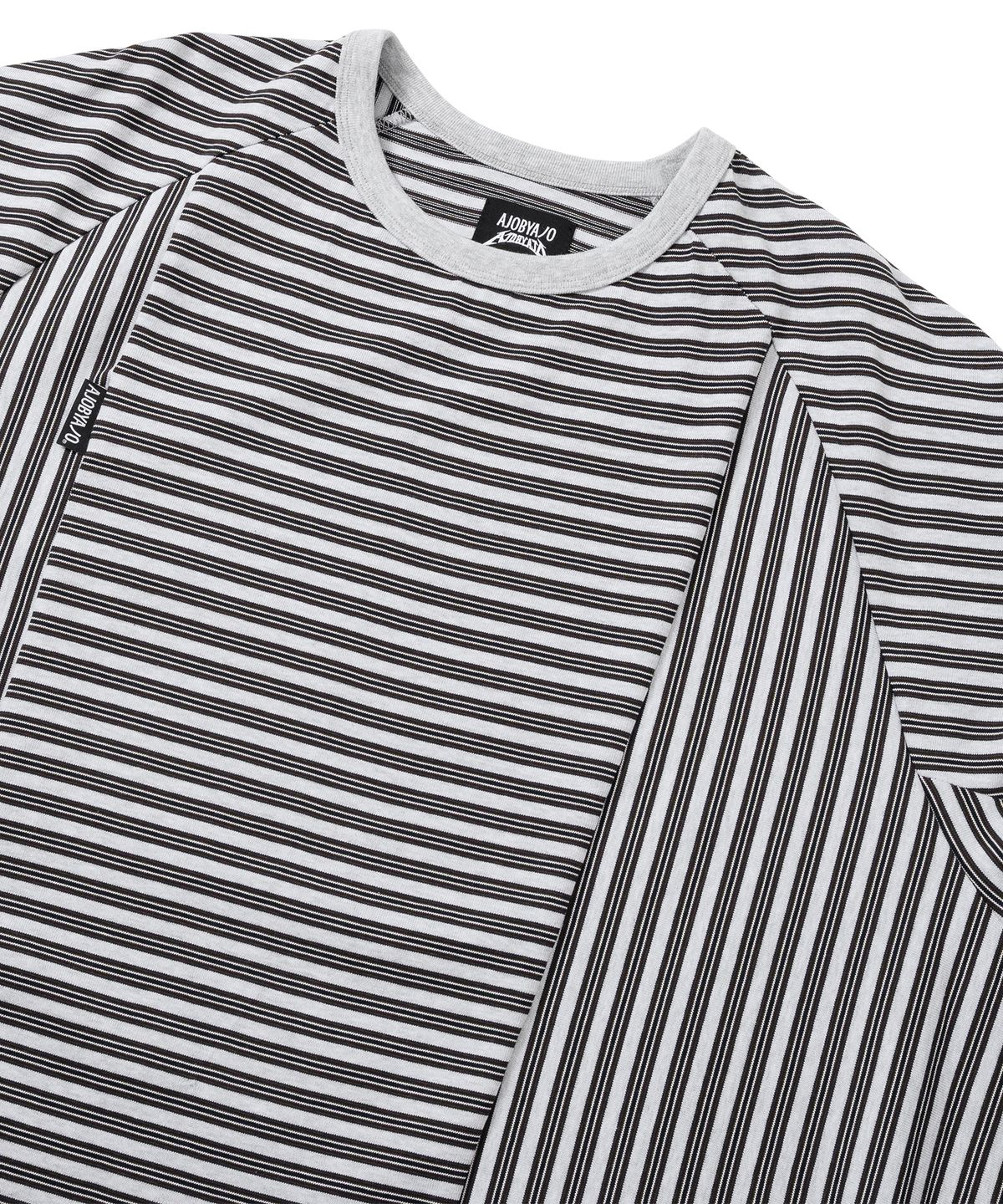 아조바이아조(AJOBYAJO) Sculpted Raglan Stripe Long Sleeve [LIGHT GRAY]