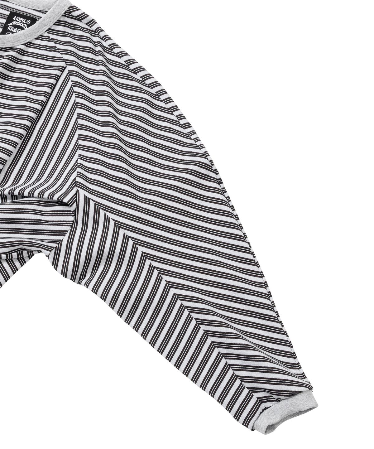 아조바이아조(AJOBYAJO) Sculpted Raglan Stripe Long Sleeve [LIGHT GRAY]
