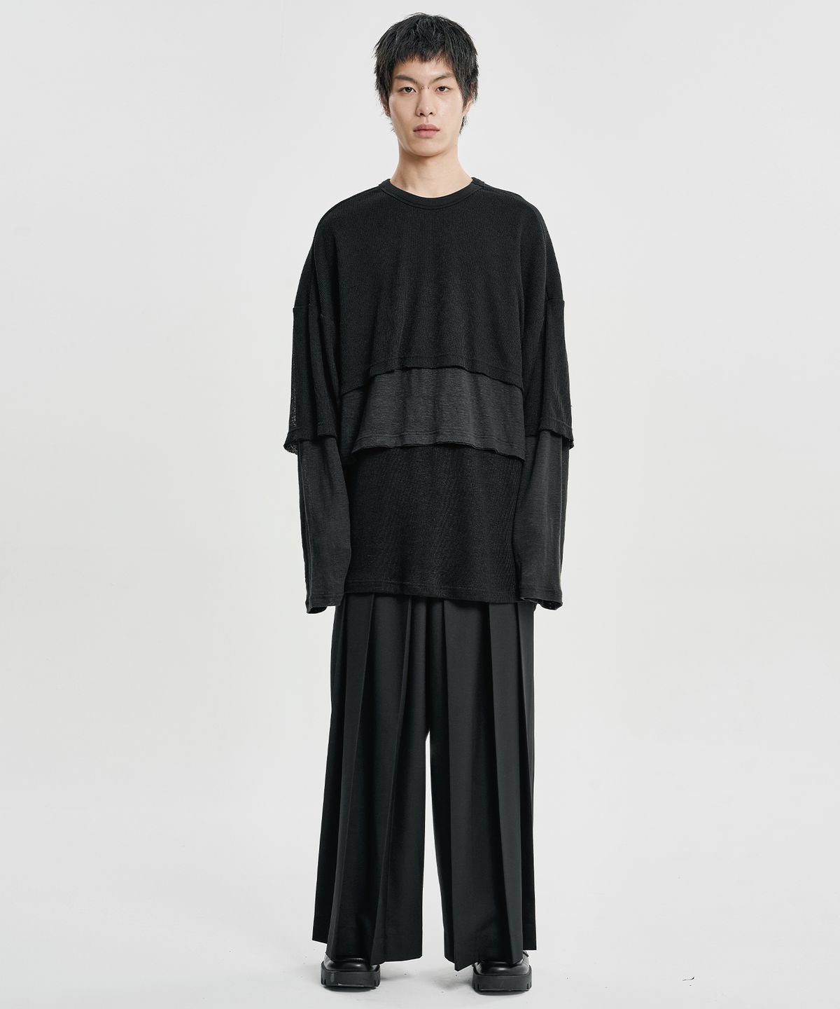 아조바이아조(AJOBYAJO) Triple Layered Long Sleeve [BLACK]