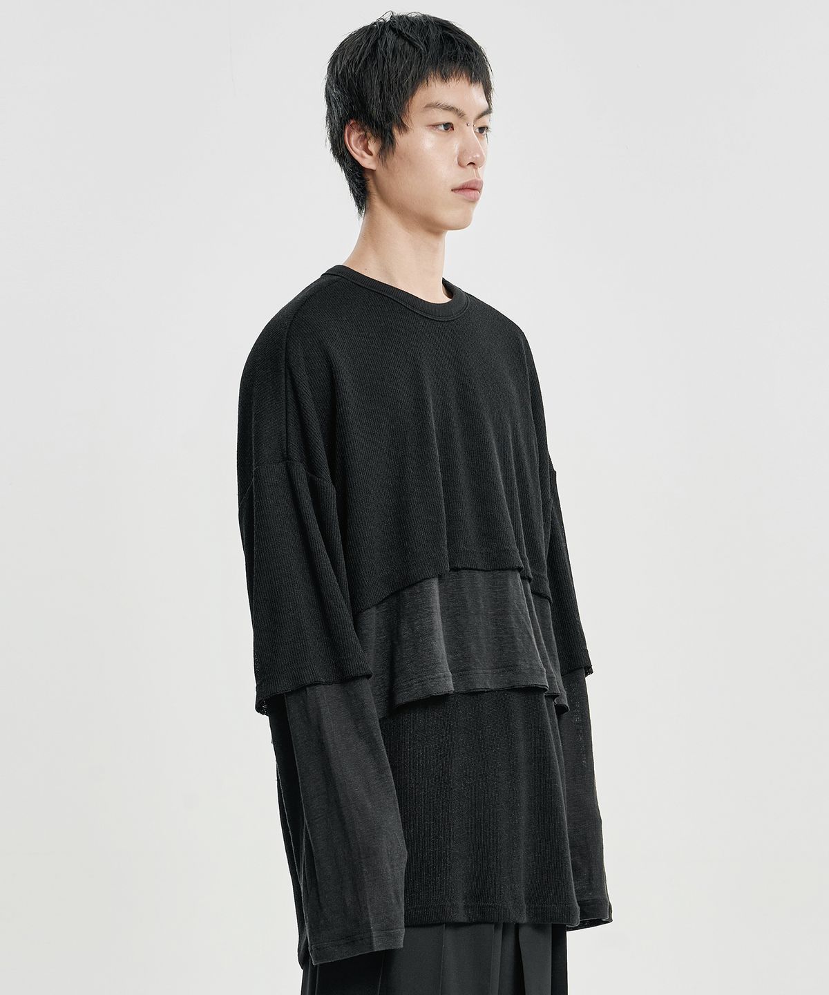 아조바이아조(AJOBYAJO) Triple Layered Long Sleeve [BLACK]