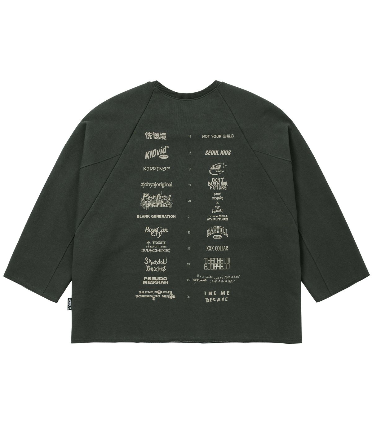 아조바이아조(AJOBYAJO) 10th Anniversary Raglan Sweatshirt [CHARCOAL]