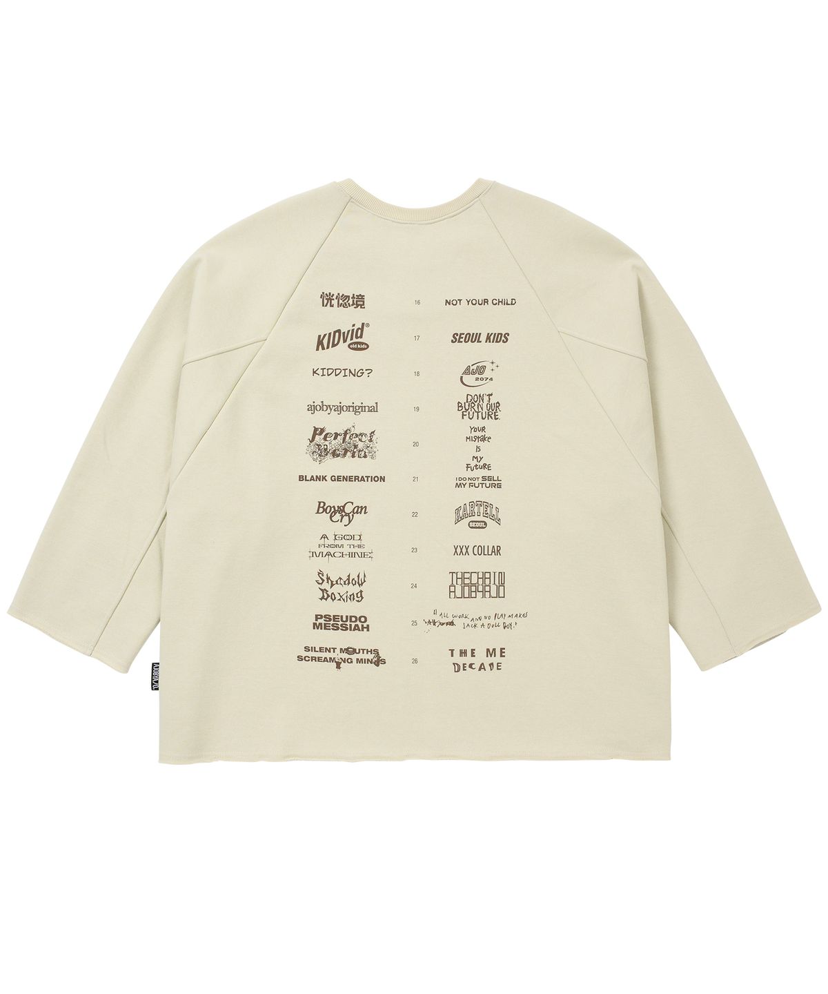아조바이아조(AJOBYAJO) 10th Anniversary Raglan Sweatshirt [IVORY]