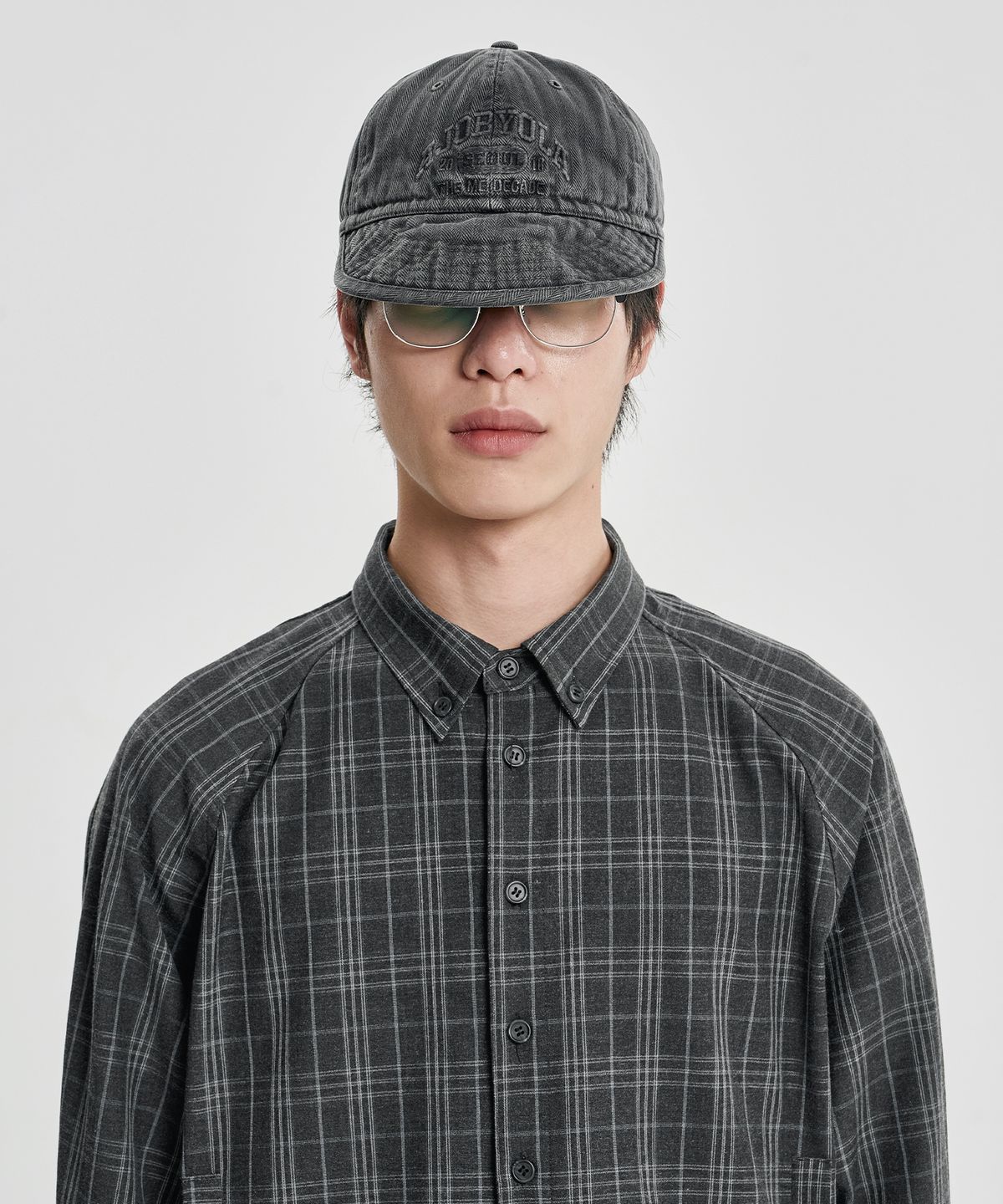 아조바이아조(AJOBYAJO) Washed Herringbone Soft Brim Cap [CHARCOAL]