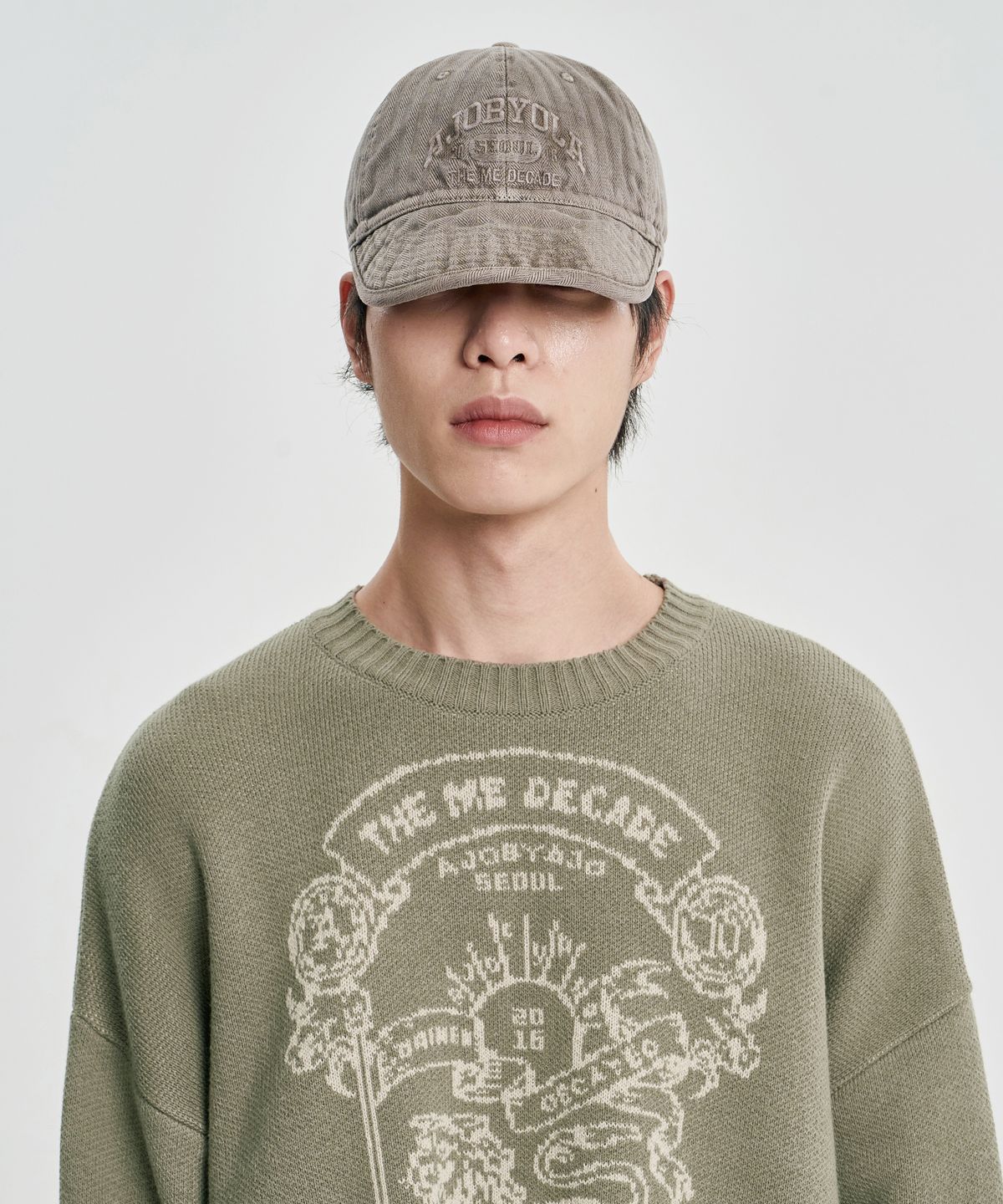 아조바이아조(AJOBYAJO) Washed Herringbone Soft Brim Cap [MOCHA]