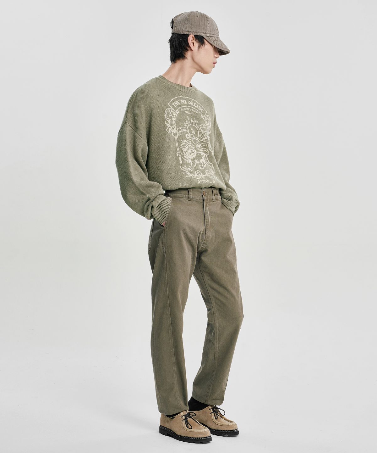 아조바이아조(AJOBYAJO) Washed Herringbone Soft Brim Cap [MOCHA]